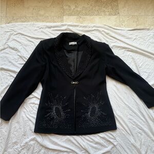 Justin Taylor Chic embellished beaded  Black Women's Blazer with Embellishments